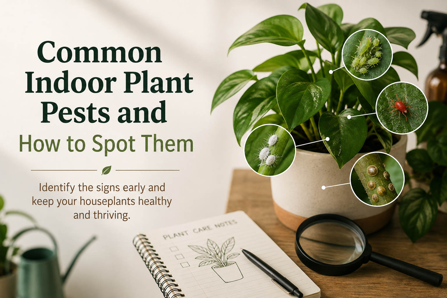 Common indoor plant pests on houseplant leaves